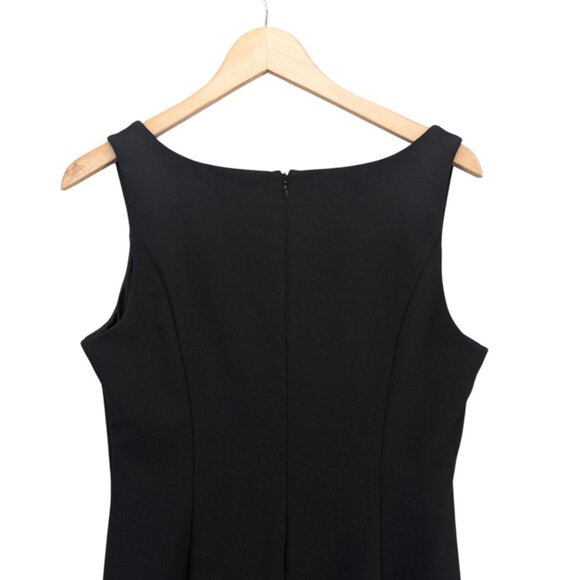 WHBM Sheath Cocktail Dress Solid Black Ponte Sleeveless Knee Length Size 8 - Picture 4 of 11